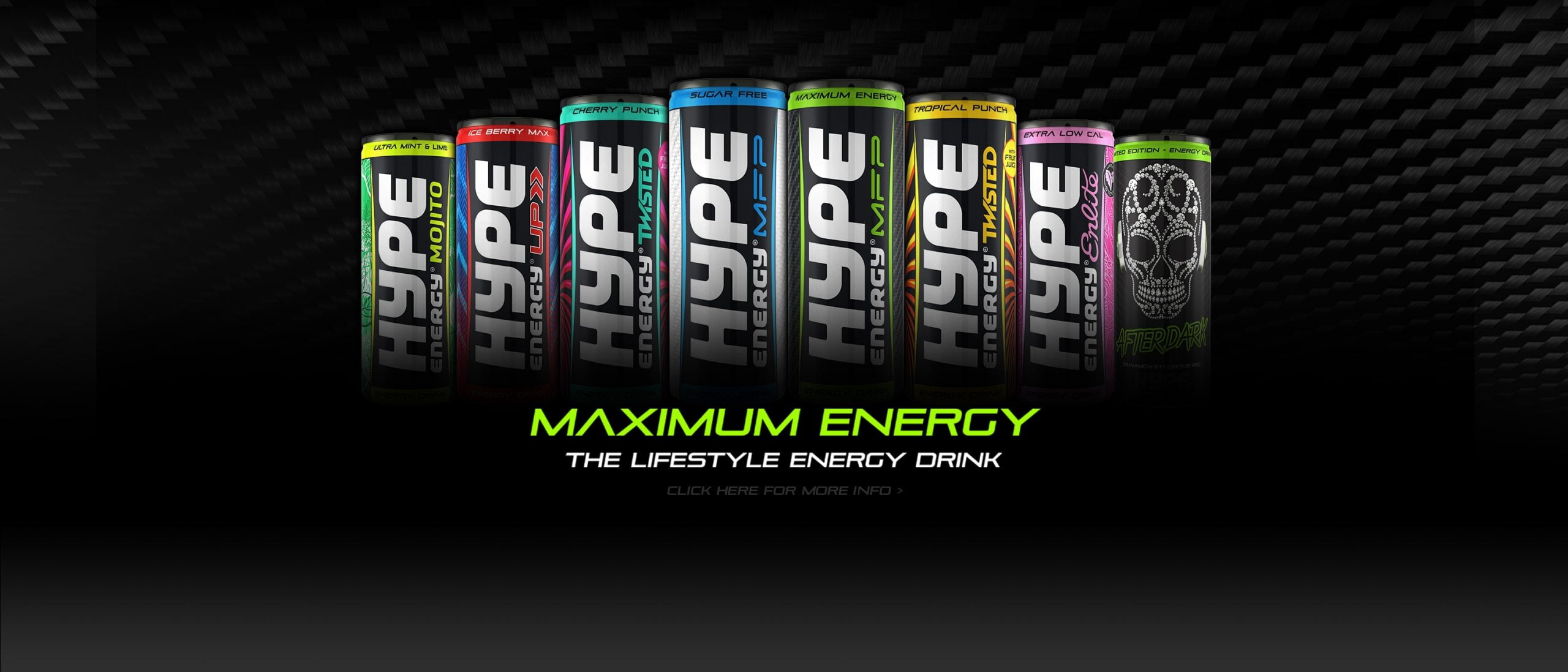A wide range of Hype energy drinks.