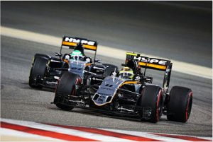 Sahara Force India F1 cars on the track