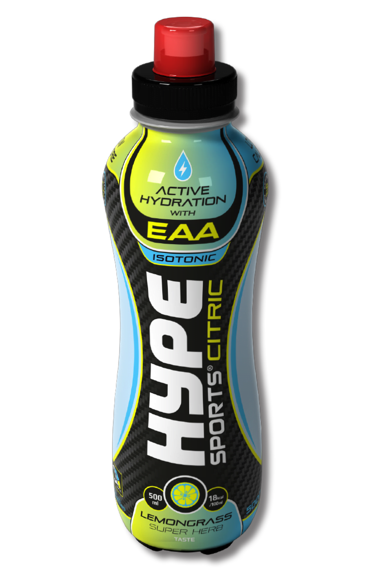 Hype’s sport drink “Citric Lemongrass” in a PET bottle.
