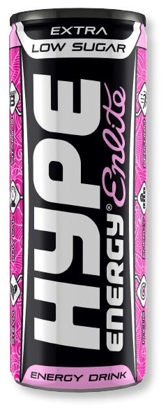 Hype’s energy drink Xtra with cheesecake flavour, in a can.