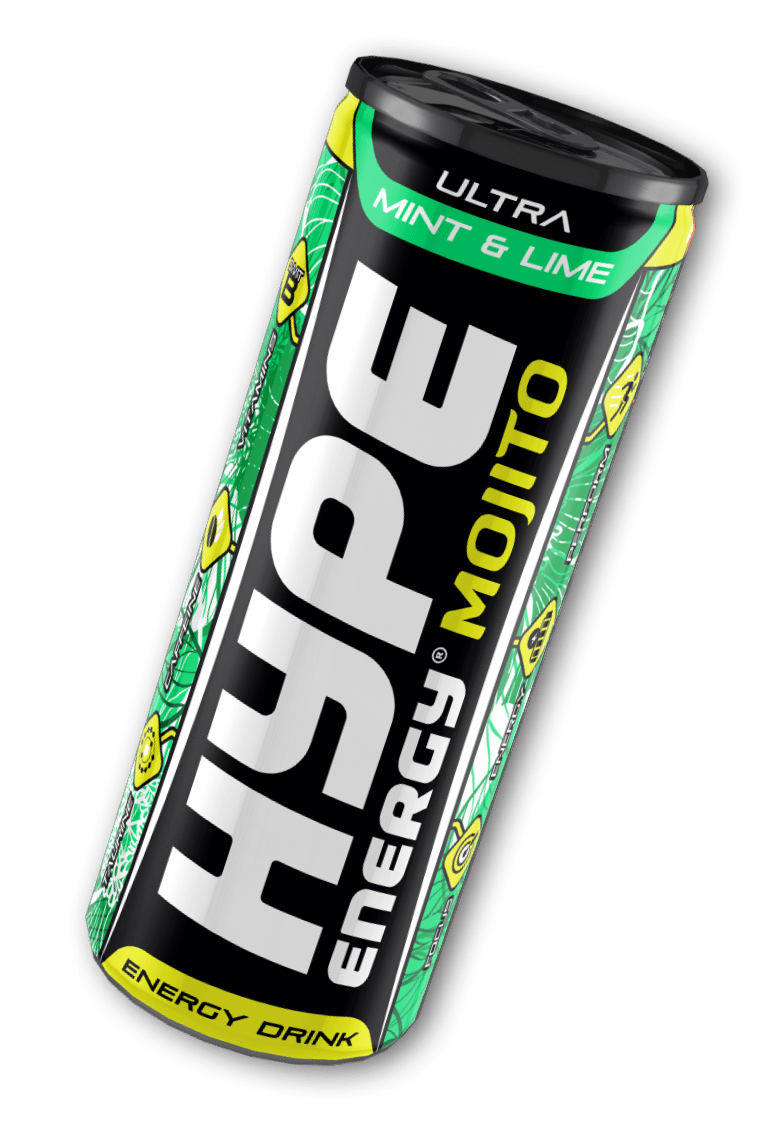 Hype’s energy drink Mojito, mint, lime flavoured, in a can.