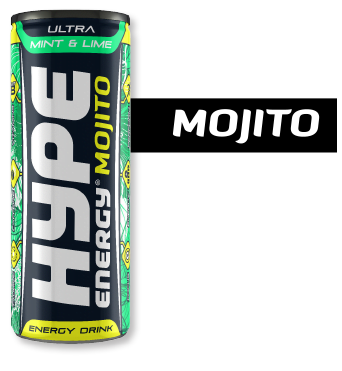Hype’s energy drink Mojito, mint, lime flavoured, in a can.