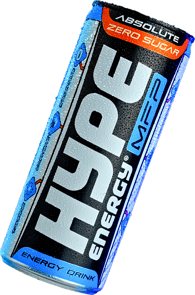 Hype’s energy drink MFP zero sugar, in a can.