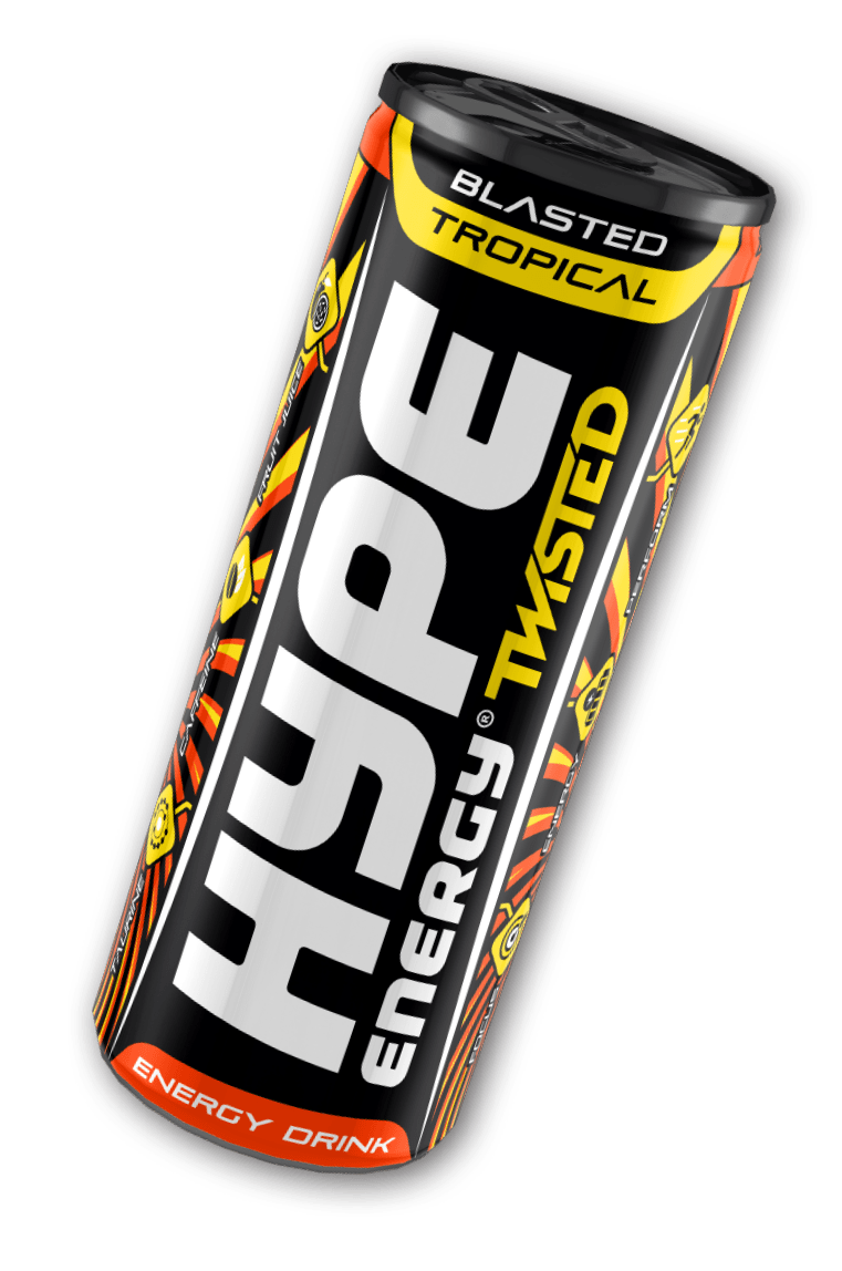 Hype’s energy drink “twisted tropical” in a can