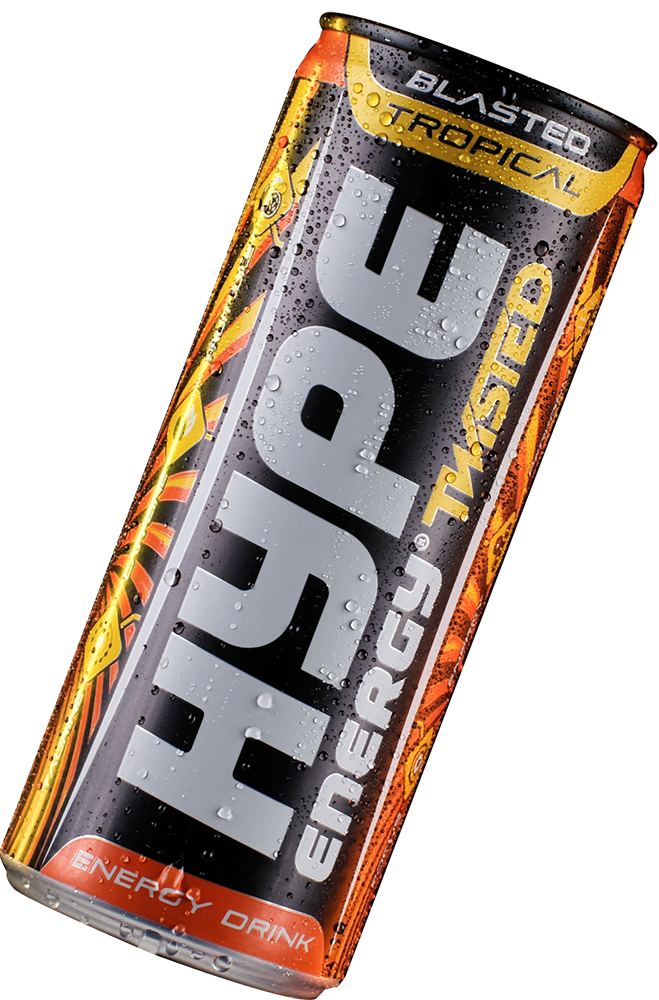 Hype’s energy drink “twisted tropical” in a can