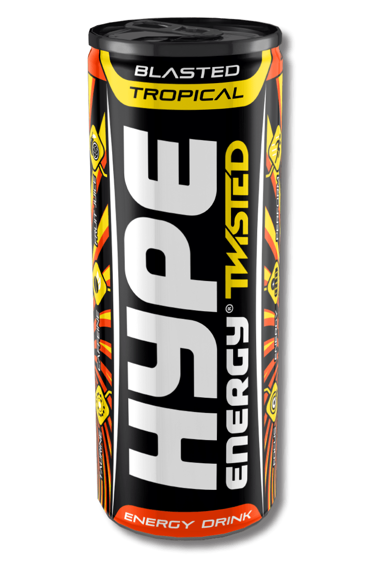 Hype’s energy drink “twisted tropical” in a can