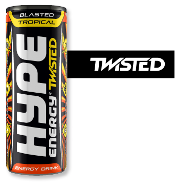Hype’s energy drink “twisted tropical” in a can.