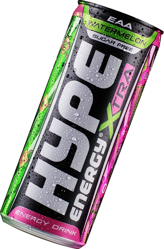 Hype’s energy drink Xtra, watermelon flavoured, in a can.