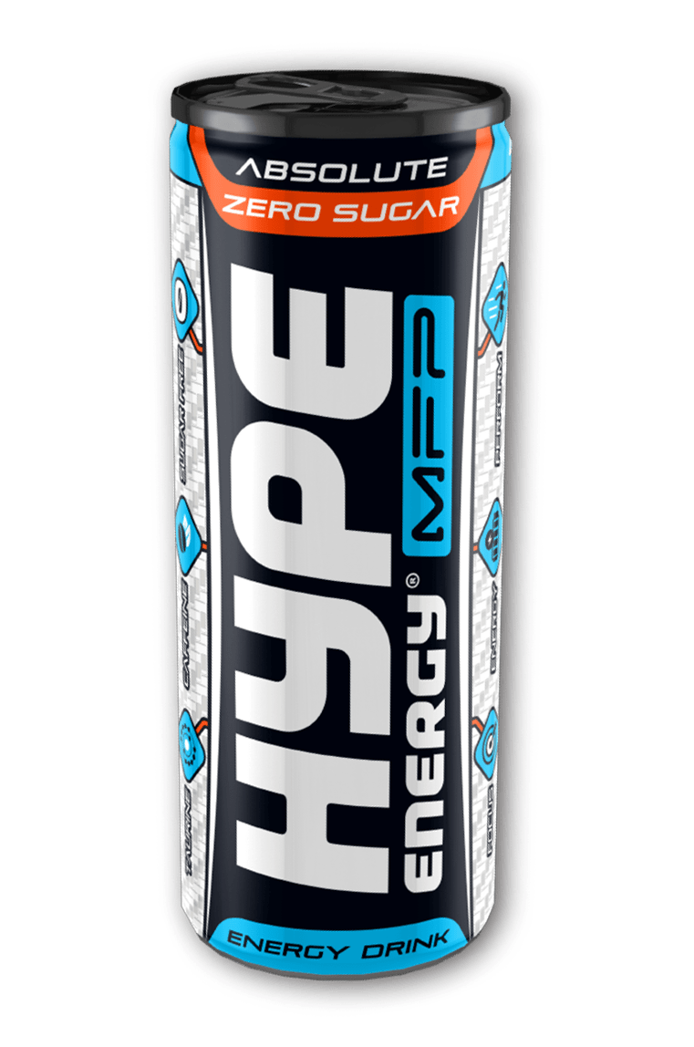 Hype’s energy drink MFP zero sugar, in a can.