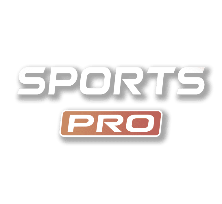 Sports and Pro logo in white text with brown background.