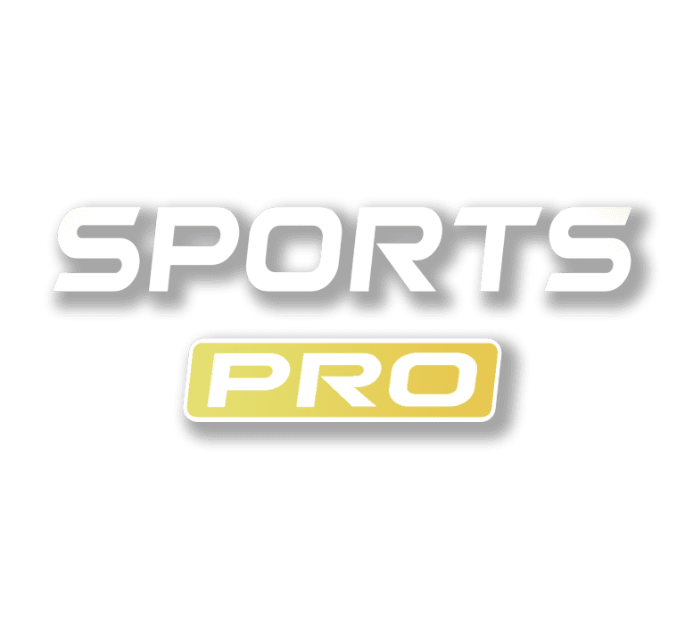 Sports and Pro logo in white text with yellow background.
