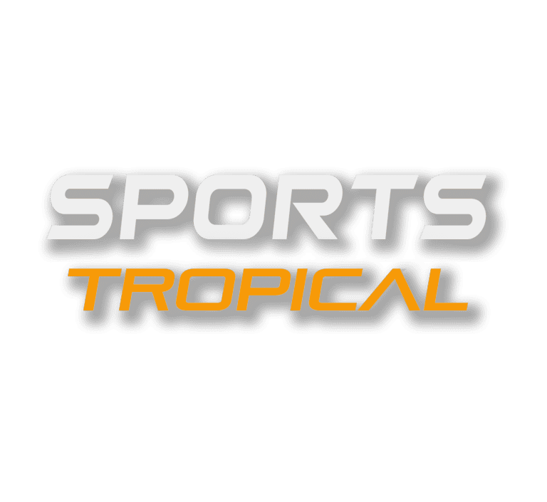 Sports logo in white and Tropical text in orange colour.