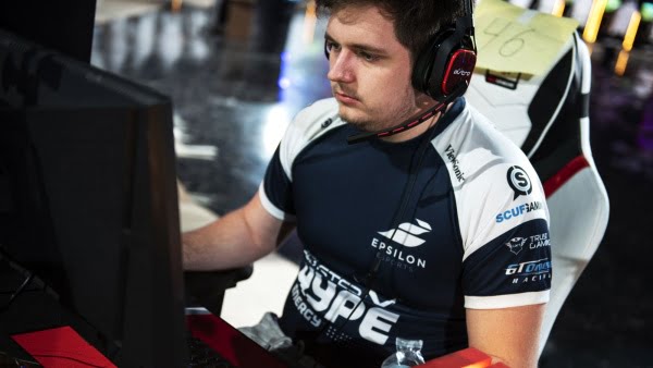 Esport racer playing in front of the computer
