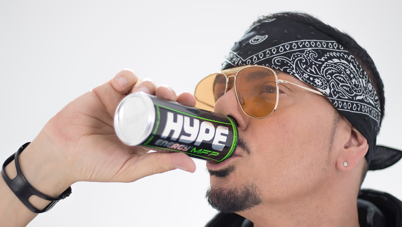 Nikos Vourliotis drinks Hype Energy Drink.