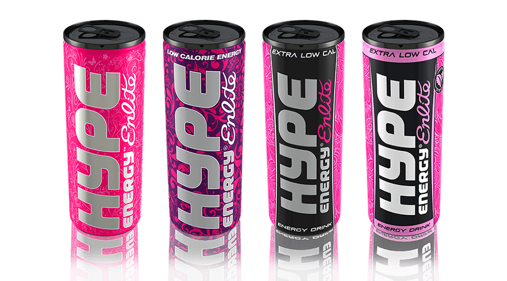 Hype energy drinks cans