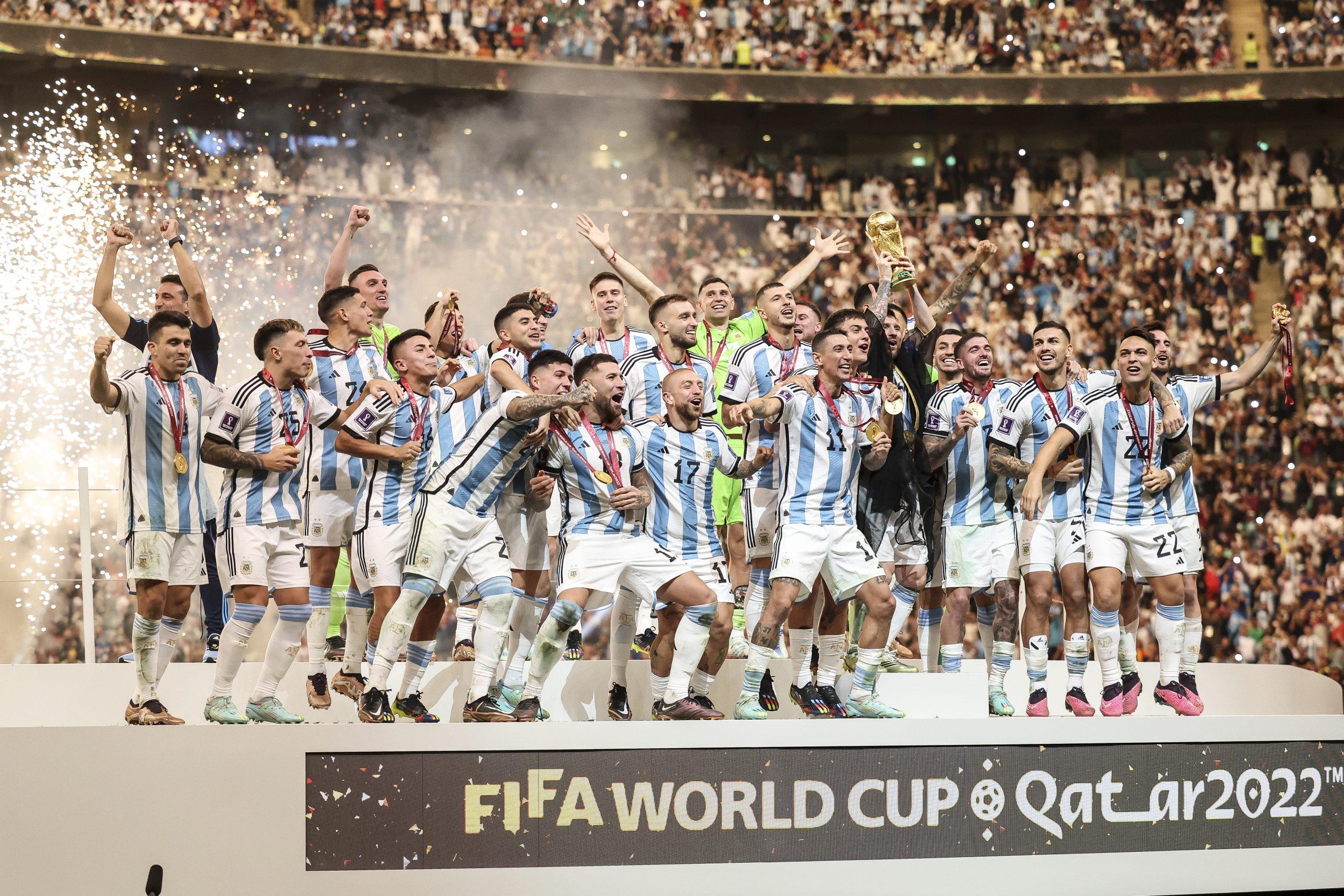 Argentina national football team celebrates victory.