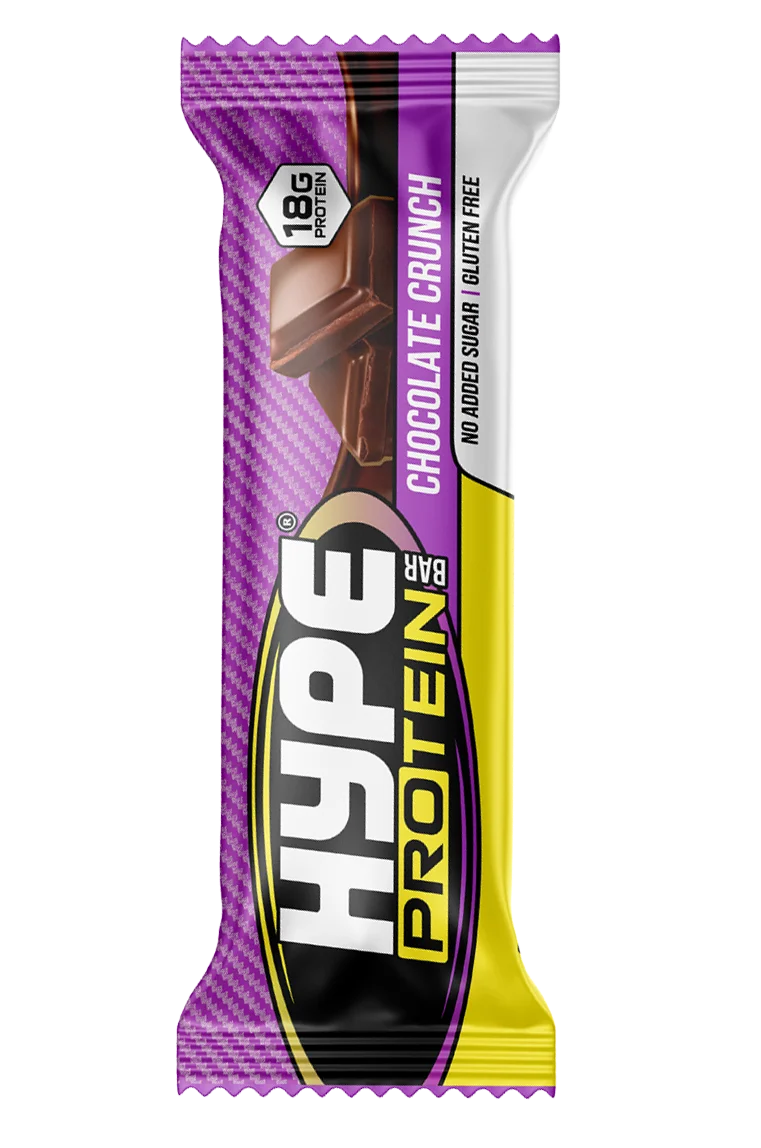 Hype’s protein bar, “chocolate crunch” flavoured.