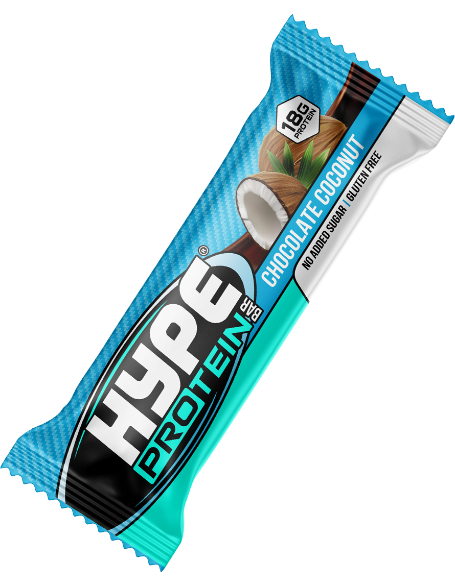 Hype’s protein bar, “chocolate coconut” flavoured.
