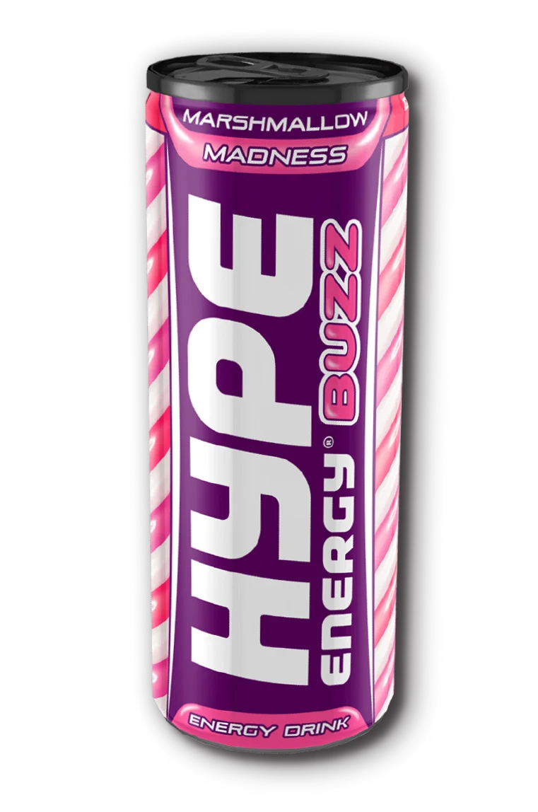 Hype’s energy drink berrylicious marshmallow flavoured, in a can.