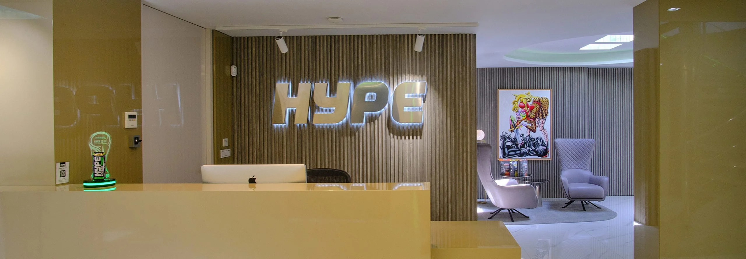 Hype Energy Drinks front desk.