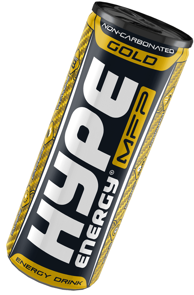 Hype’s energy drink Gold MFP, in a can.