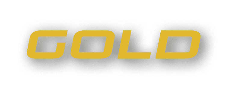 Gold logo with gold colour of text.