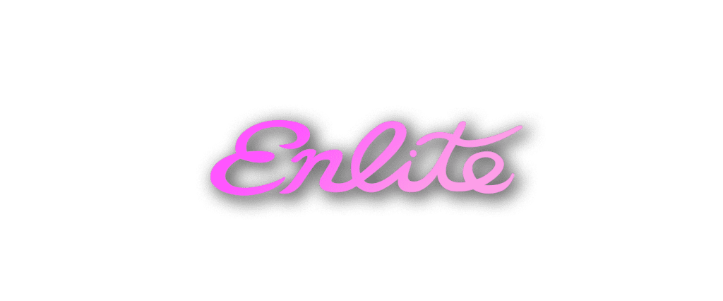 Enlite logo in light pink.