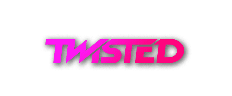 Twisted cherry logo in pink.