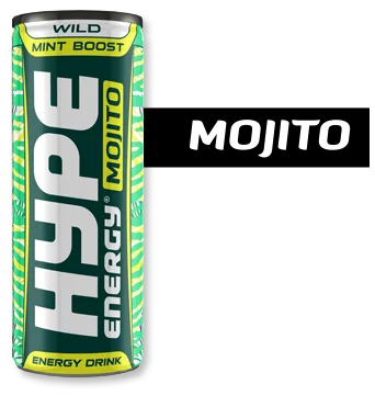 Hype’s energy drink Mojito, mint, lime flavoured, in a can.