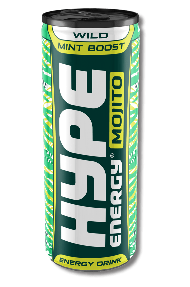Hype’s energy drink Mojito, mint, lime flavoured, in a can.